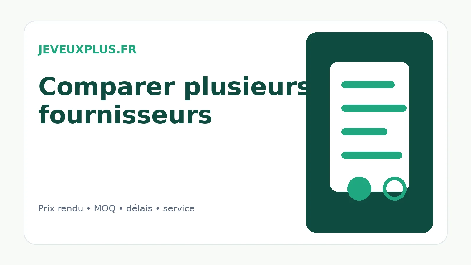 Comparaison de plusieurs fournisseurs et grossistes professionnels